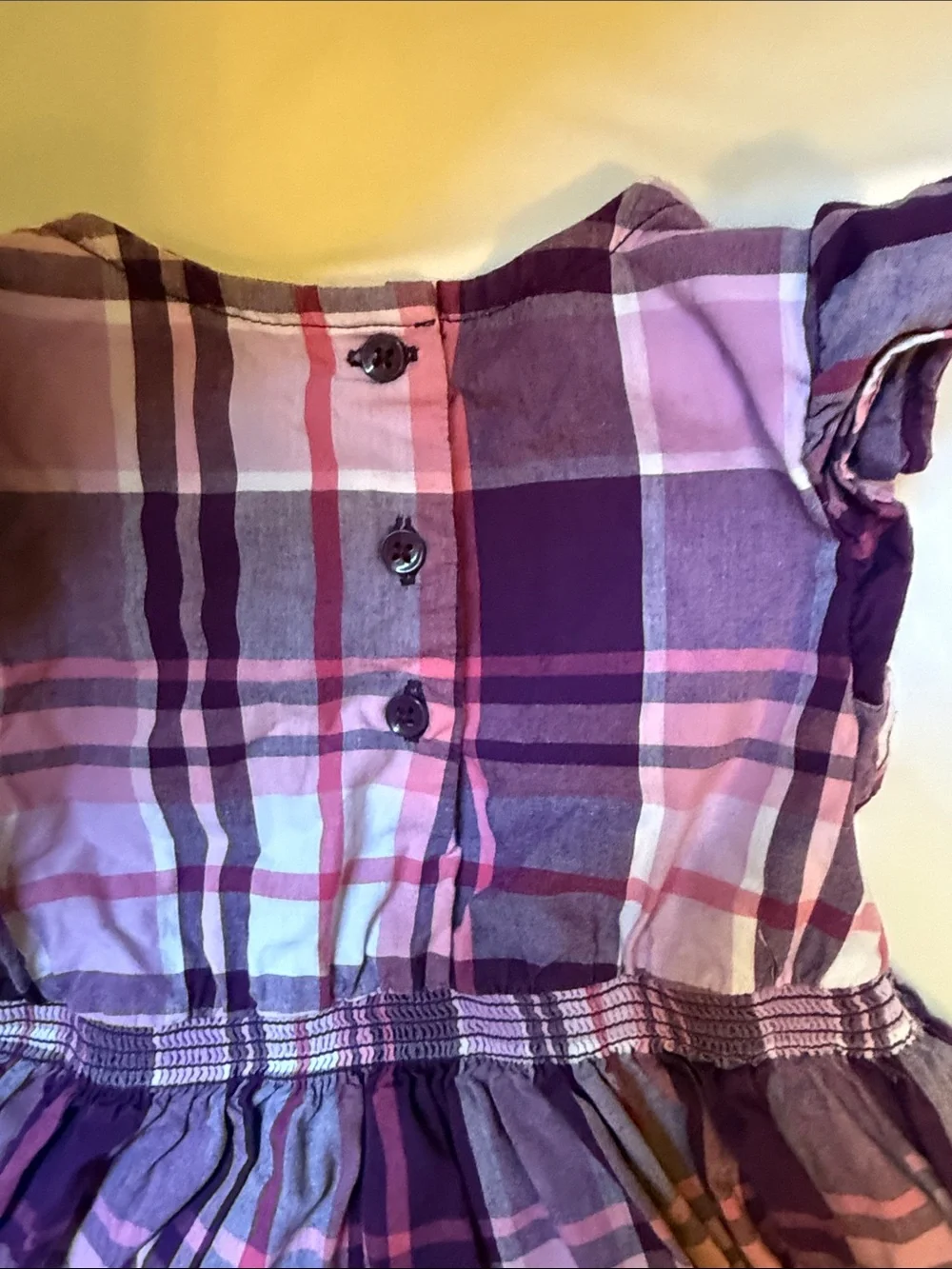 Gymboree Purple and Pink Plaid Ruffle Sleeve Dress 3T